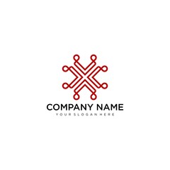 Fototapeta premium Heart vector symbol. Valentines day ribbon logotype. Abstract line medical health logo icon design.