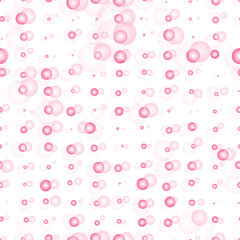 Seamless pattern with pink bubbles on a white background for fashion prints, textiles, fabrics, wrapping paper. Vector illustration