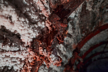 Colorful details of the belowground of a salt mine in Colombia, South America