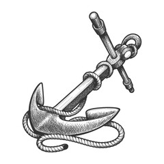 Ship Anchor Tattoo in engraving Style © bogadeva1983
