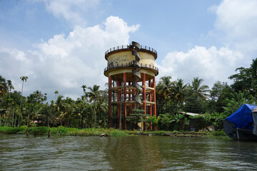 Backwaters network of brackish lagoons in Kerala