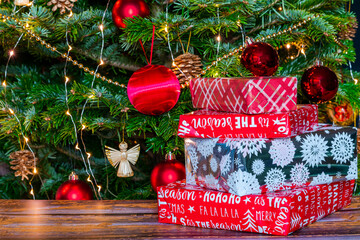 Christmas gifts under Christmas tree