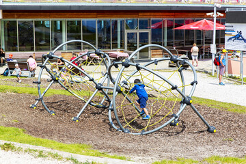 Sports games for children at Plan de Corones, Braies Dolomites, Val Pusteria, Trentino Alto Adige