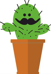 Cute succulent or cactus plant in ceramic pot 