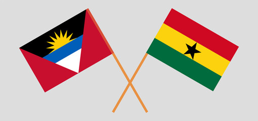 Crossed flags of Antigua and Barbuda and Ghana. Official colors. Correct proportion