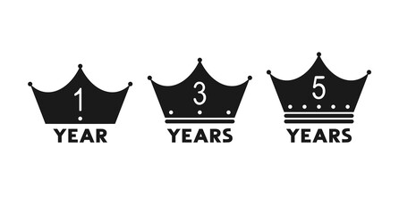 One, three and five crowns symbols