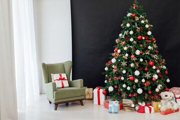 Christmas tree decor presents new year's background