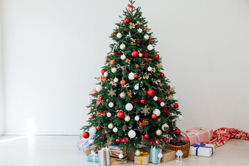 Christmas tree decor presents new year's background