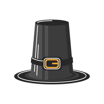 happy thanksgiving pilgrim hat traditional detailed icon