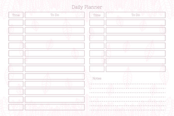daily personal planner diary template. individual schedule minimalist design for business notebook. Week starts on sunday