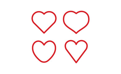 Heart vector icons collection. Linear hearts set. Valentine's day and love symbols.