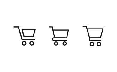 Shopping cart icon collection. Online commerce symbol. E-commerce vector sign.