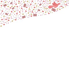 Vector illustration with a border from hearts, love-bird and letters, element for valentine, wedding and romantic themes
