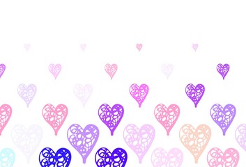 Light Blue, Yellow vector background with hearts.