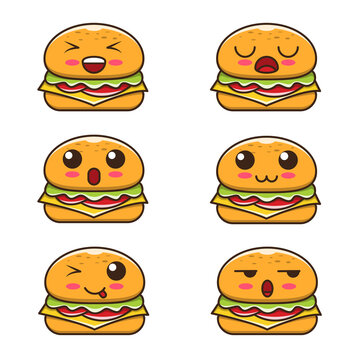 cartoon cute expression burger illustration