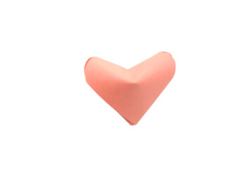 An orange origami heart isolate white