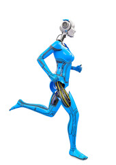 cyborg girl doing is running