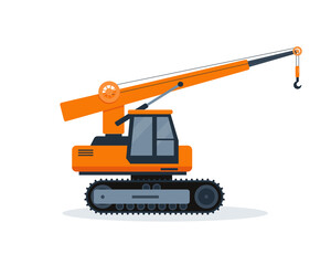 Orange crane truck isolated on white background