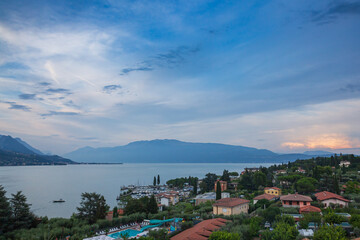 Naklejka premium Portese, Italy, at Lake Garda during a beautiful sunset