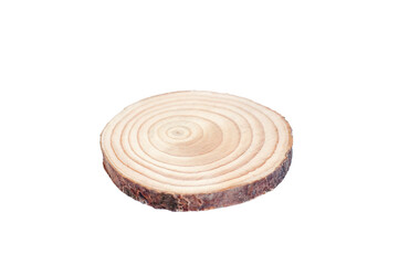 Wood slice texture on white background