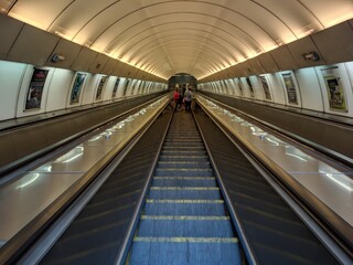 moving escalator in subway station