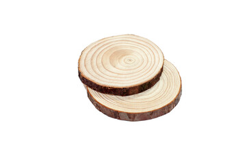 Wood slice texture on white background