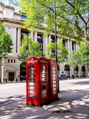Iconic Red Telephone Boxes in London, the Capital City of England