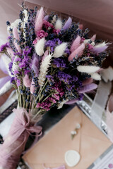 elegant bridal bouquet of dried flowers