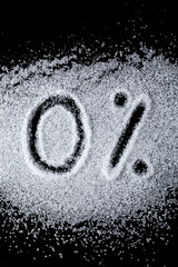 0% made with sugar, top view macro shot.