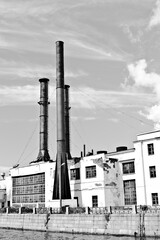 old factory with smoke
