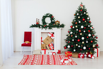 beautiful Christmas Christmas tree interior with gifts new year decor December