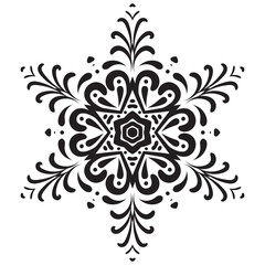 Snowflake. Decorative round ornaments. Mandala Monochrome vector illustration