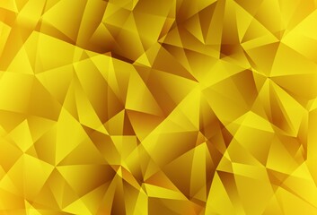 Dark Yellow vector gradient triangles pattern.