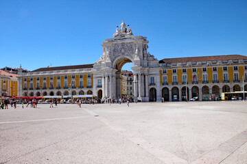 Fototapeta na wymiar Praça do Comércio, meaning Commerce Square in English, is Lisbon’s main square and tourist spot