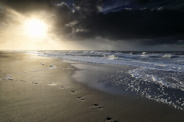 beautiful sunset over stormy sea