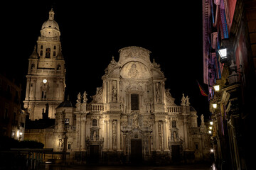 Cathedral of Murcia, Spain, in the night