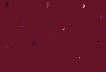 Light Blue, Red vector texture with musical notes.