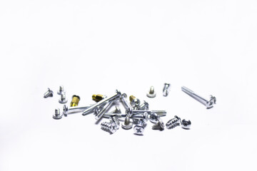 picture of screws on a white background 