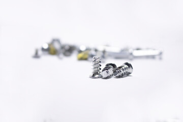 picture of screws on a white background 