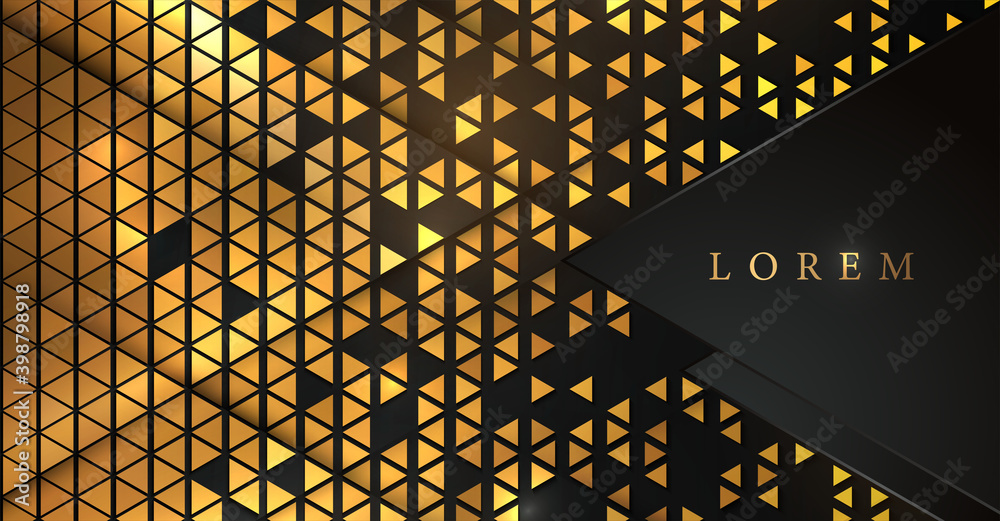 Poster Vector Abstract golden triangle pattern background. Shiny gold mosaic