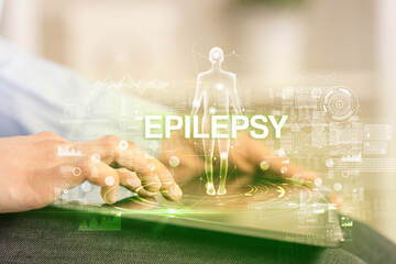 Electronic medical record with EPILEPSY inscription, Medical technology concept