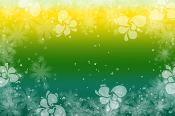 Fototapeta na wymiar Hintergrund grün gelb Farbe Verlauf Natur natürlich floral ornament Blüten Blumen weiß Vorlage Template Layout Frühling frisch Ostern Natur Sonne Schönheit Rahmen umrahmung einrahmen abstrakt 