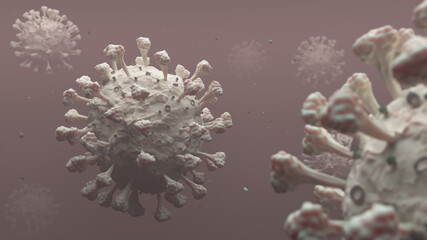 Realistic 3d model of Coronavirus concept. COVID19 virus, 2019-nCov. SARS-CoV-2 Wuhan. Under water background.
