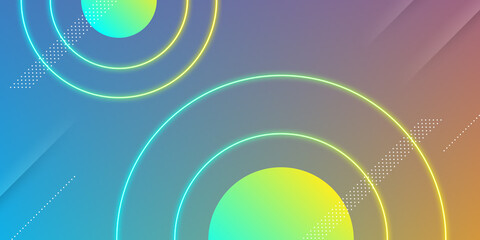 Modern Abstract Background with Blur Effect, Vibrant Rainbow Colors and Memphis Elements.