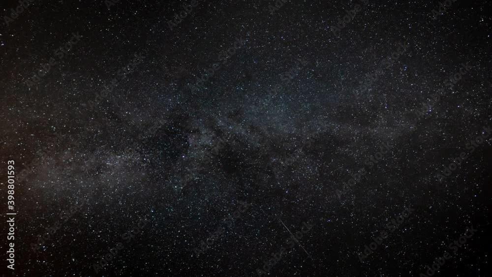 Wall mural a meteorite explodes into stardust during a timelapse of a meteor shower with the milky way galaxy i