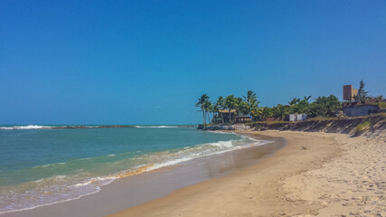 Palms and resort in Tabatinga Beach, Natal, Brazil. Concept: Brazilian beaches, travel in Brazil