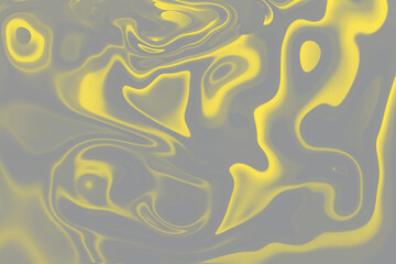 Abstract background of holographic in grey and illuminating yellow colors. Fluid art. Concept of colors of 2021 year.