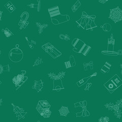 Seamless pattern with icons of Christmas symbols