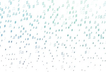 Light Blue, Green vector texture with musical notes.