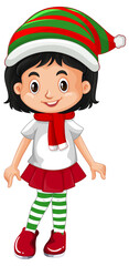 Cute girl wearing Christmas costumes cartoon character